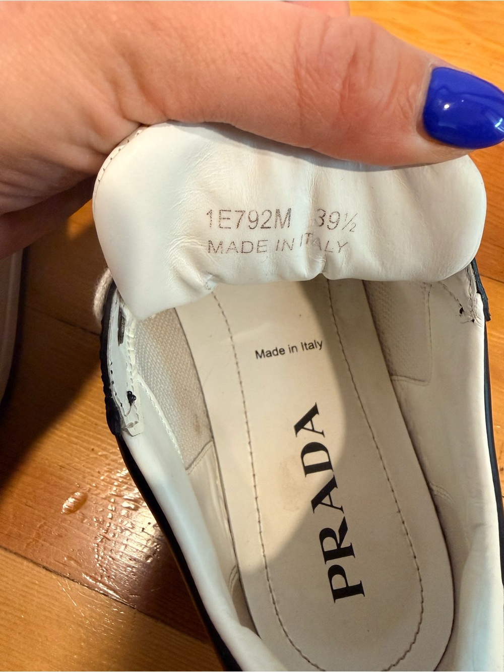 Prada White and Black Leather Low-Top Sneakers - Picture 6 of 9